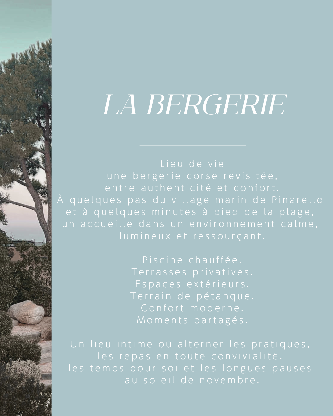 Retraite Parenthèse Domaine de la Bergerie Pinarello : yoga, réflexologie & bien-être