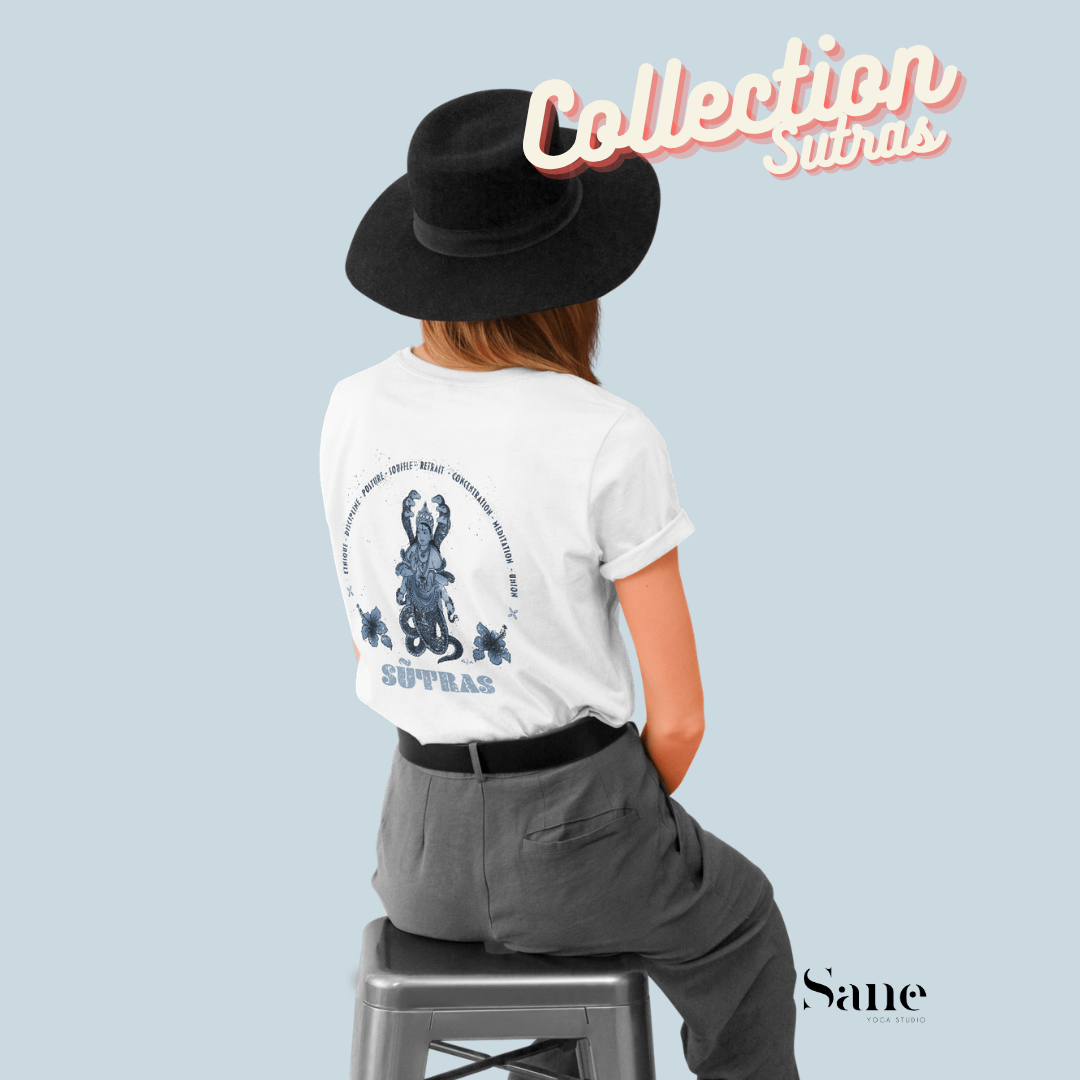 T shirt Yoga sutra Bleu